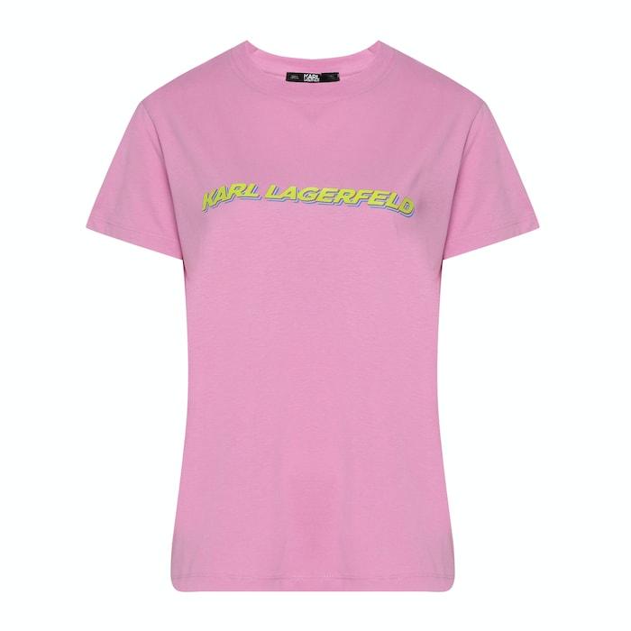 women pink solid front branding t-shirt