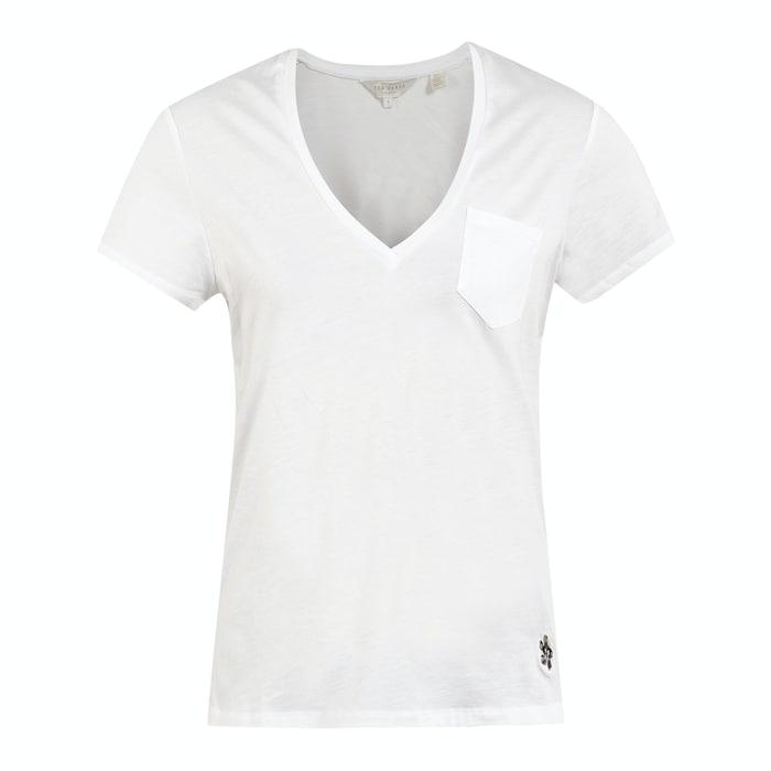 women white solid v-neck t-shirt