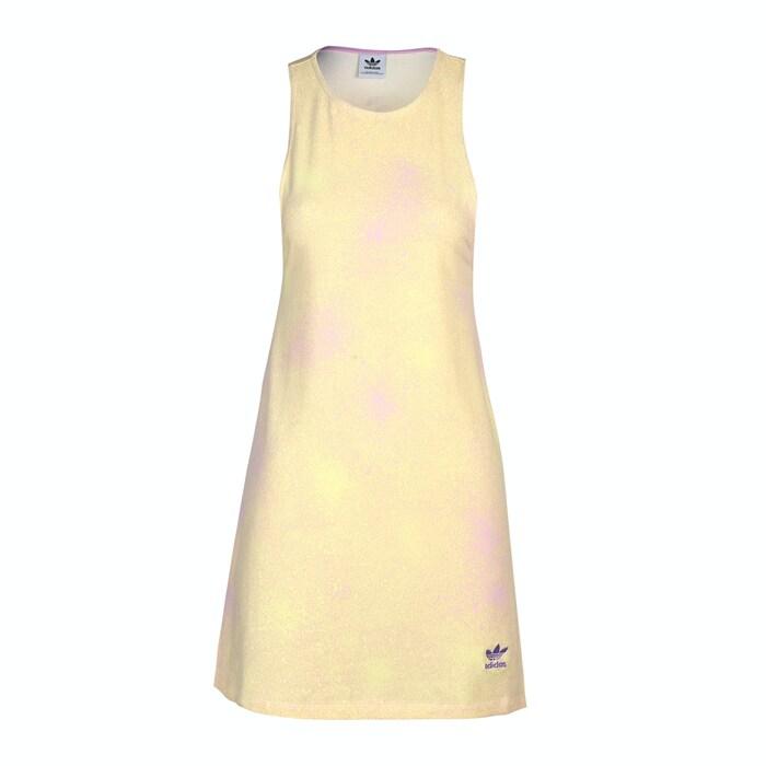 women purple all-over print logo tank dress