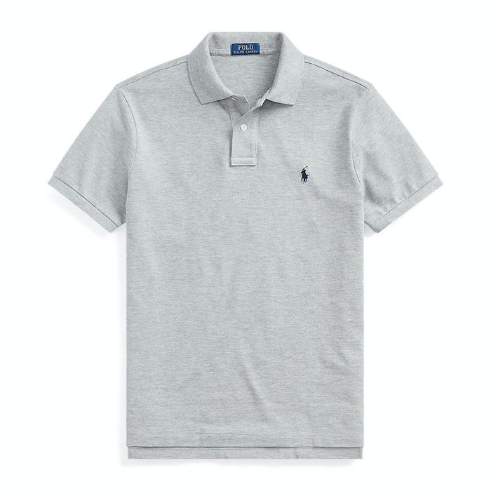 men grey custom slim fit mesh polo