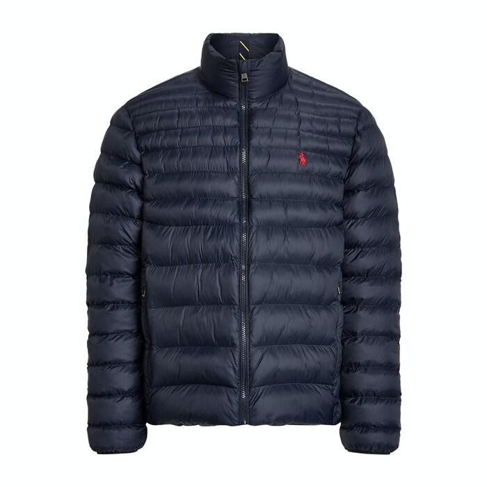 men navy solid padded packable jacket