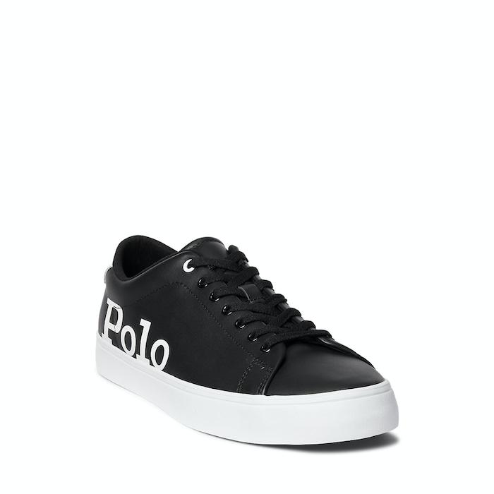 men black longwood logo leather sneaker