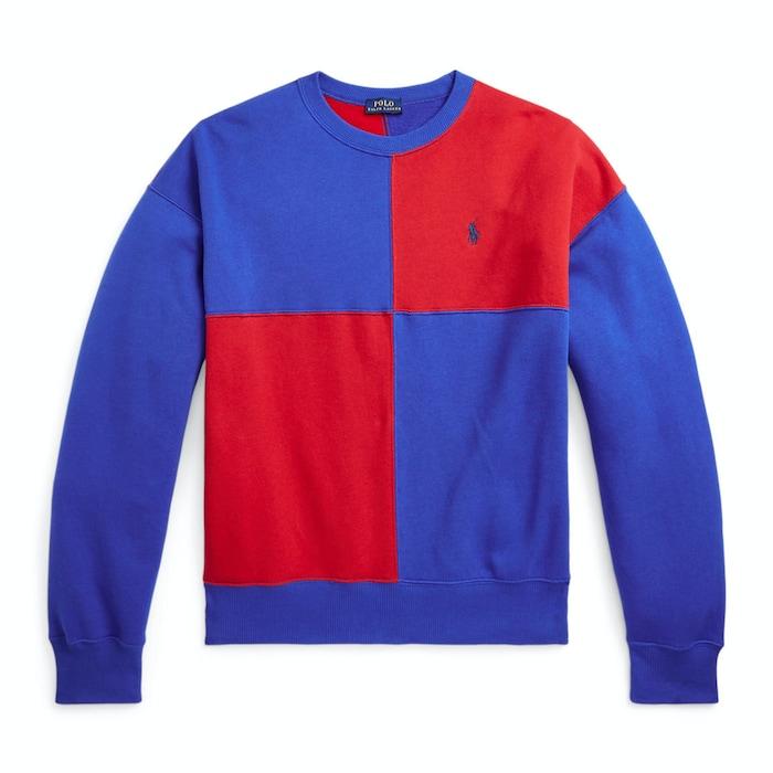 women blue color-blocked french terry sweatshirt