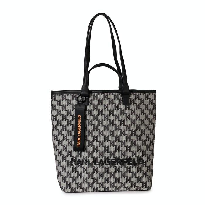 women black jacquard patterned tote bag