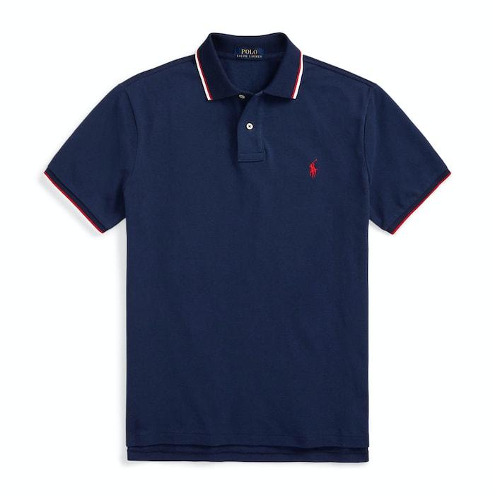 men navy custom slim fit mesh polo