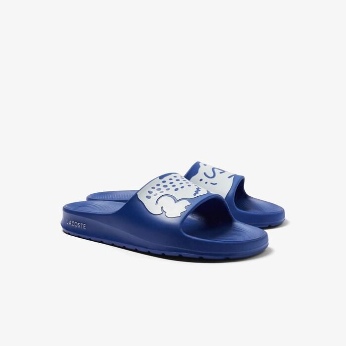 men blue croco 2.0 synthetic logo strap slides