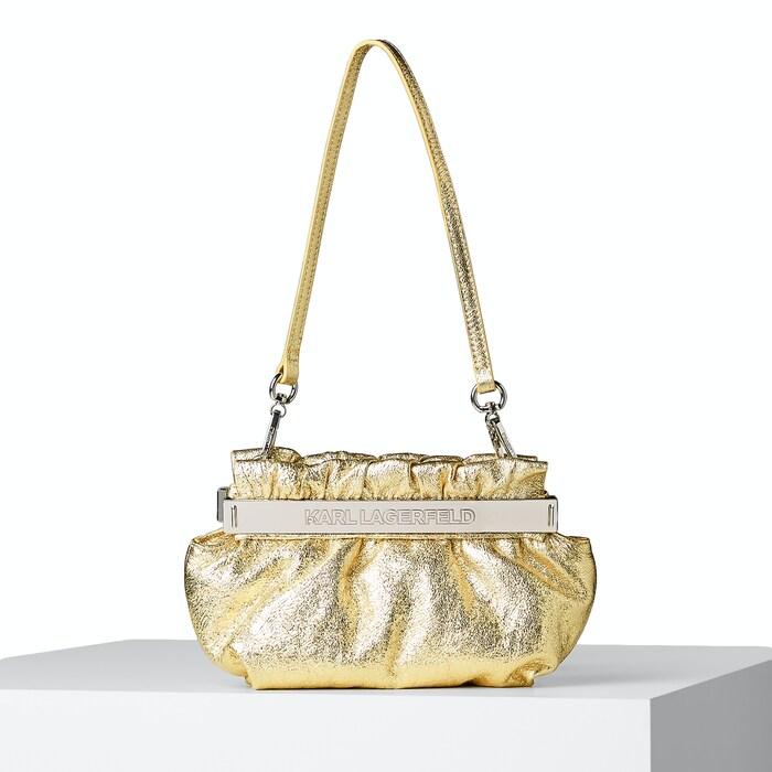 women gold kross metallic gold baguette bag