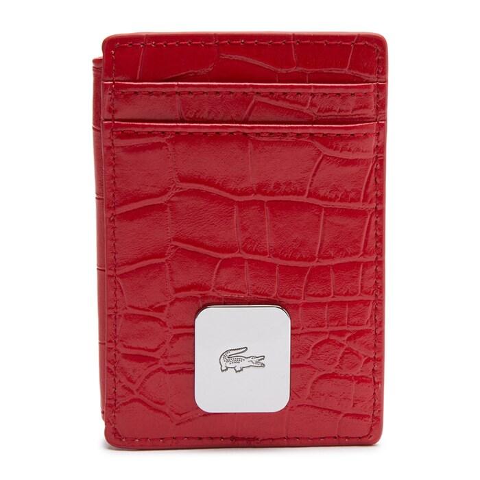 women red amelia textured leather coin pouch