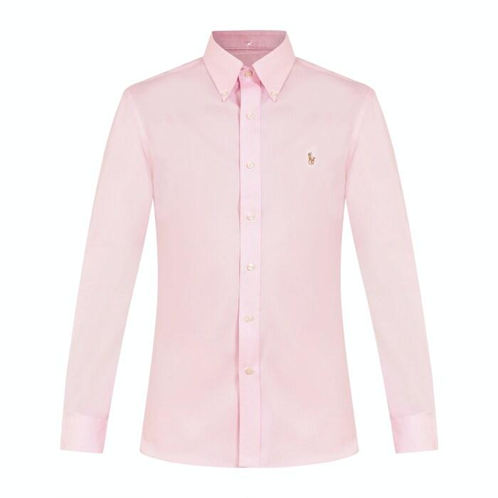 men pink custom fit oxford shirt