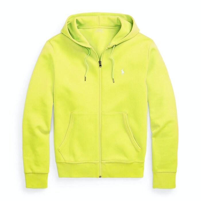 men yellow double-knit full-zip hoodie