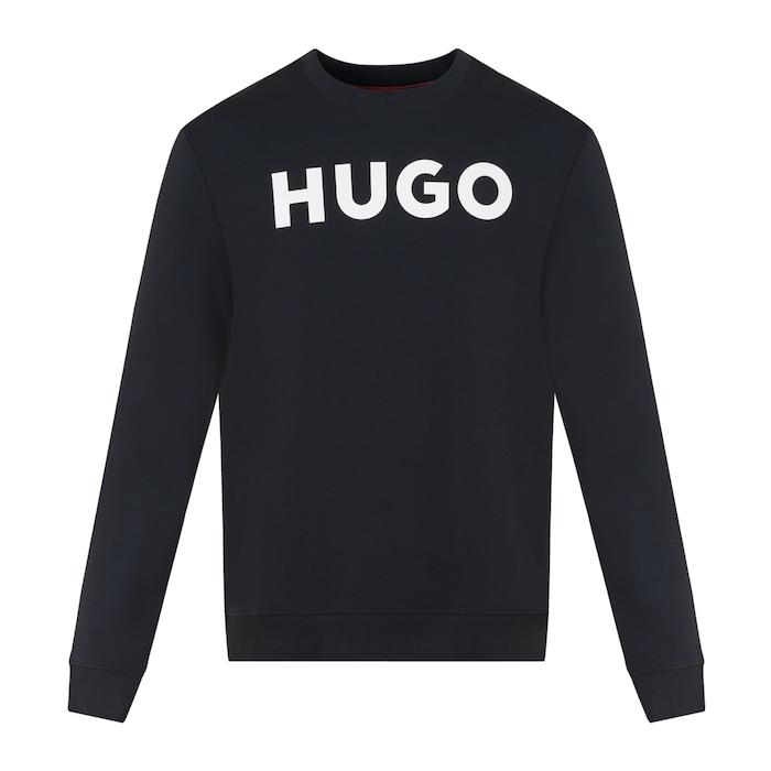 men dark blue chest hugo lettered sweater