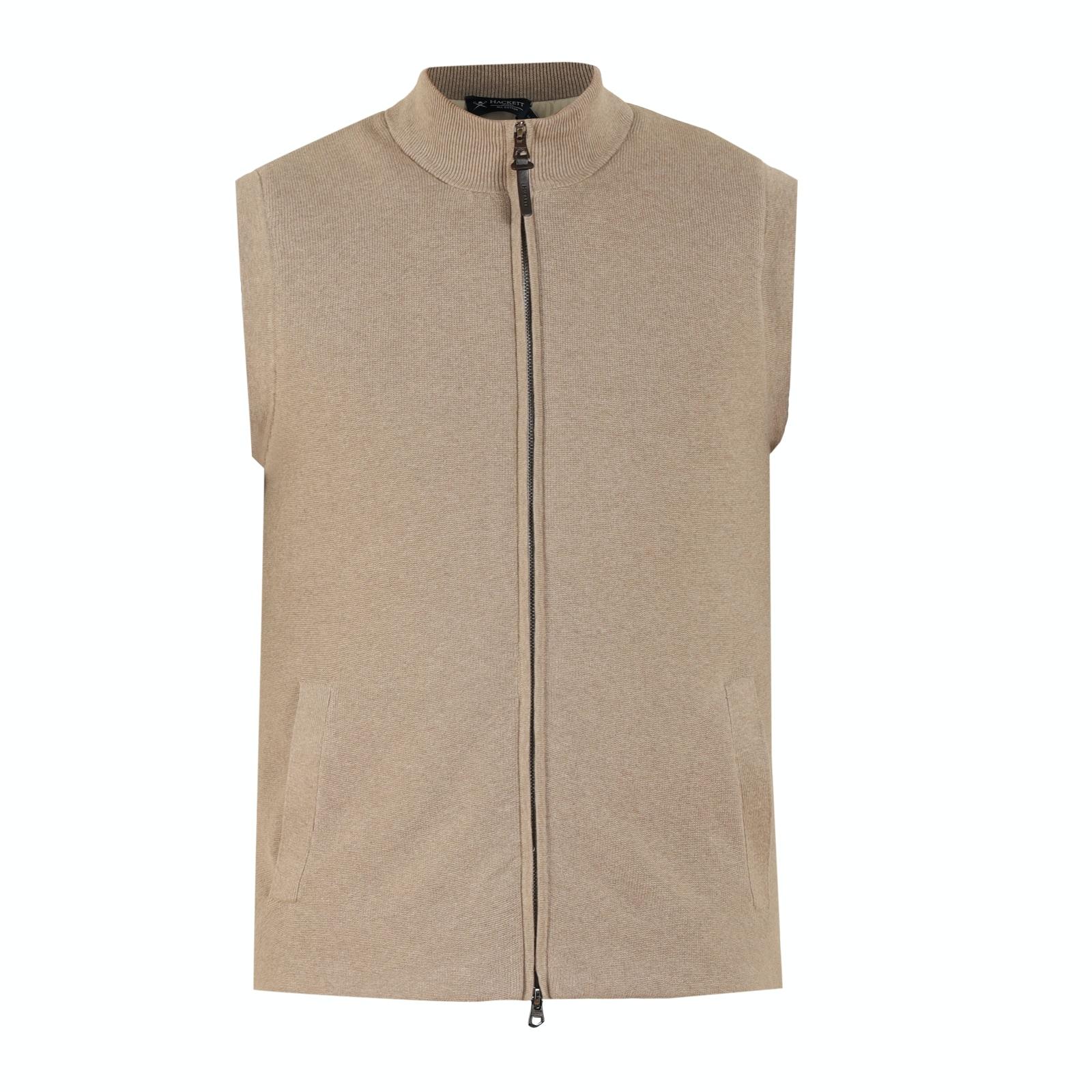 men taupe knitted hybrid gilet