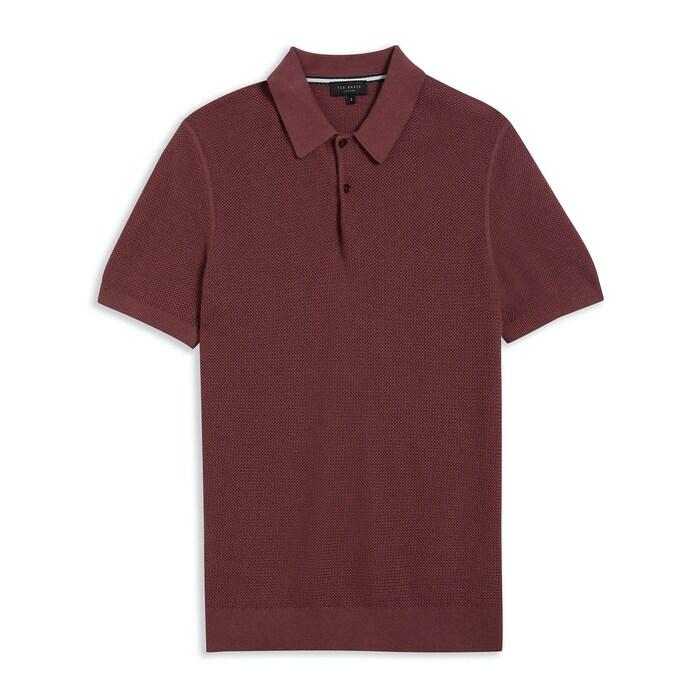 men maroon short sleeve regular fit knitted polo