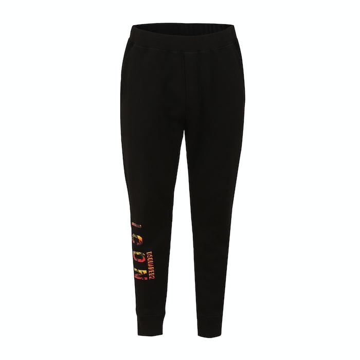 men black palm icon print fleece joggers