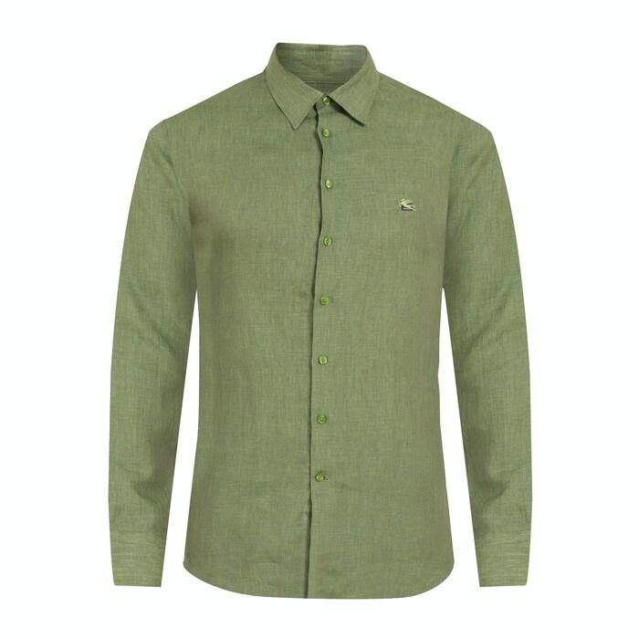 men olive solid chest logo shirt