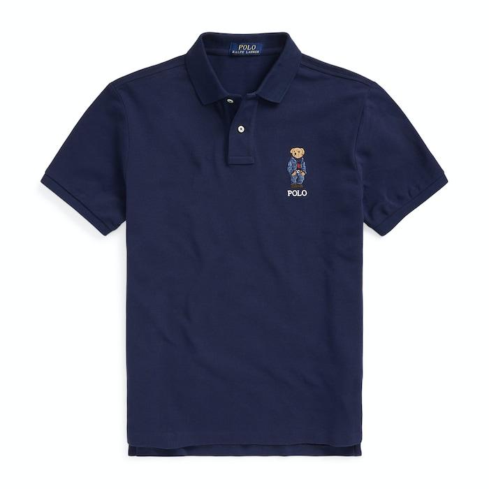 men navy custom slim fit polo bear polo