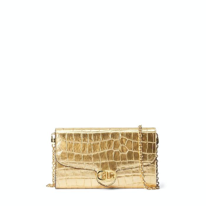 women gold embossed leather medium adair crossbody