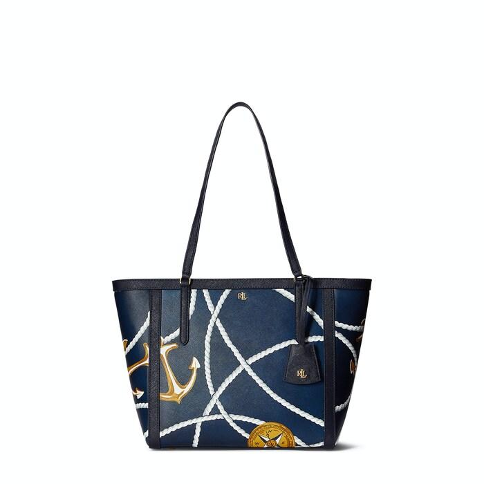 women navy crosshatch leather medium clare tote bag