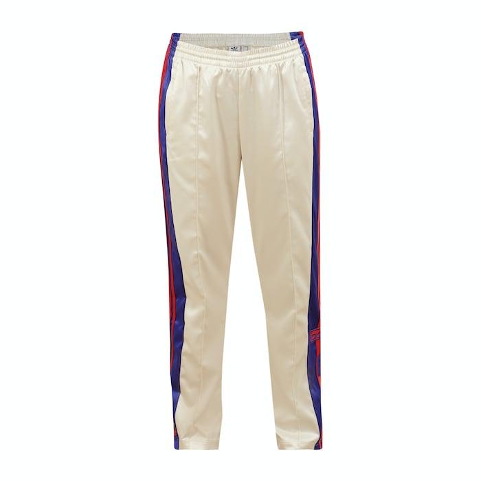 women cream side stripes track pants