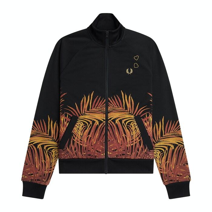 women black palm print track jacket