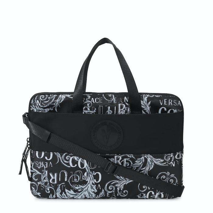 men black baroque print laptop bag