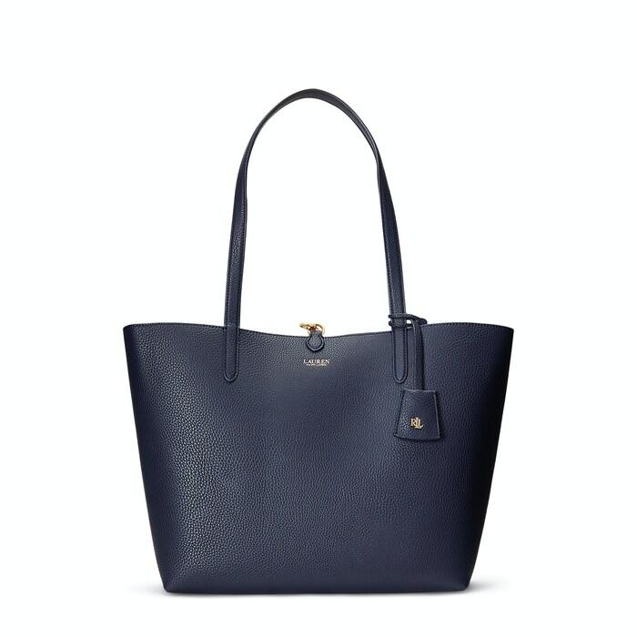 women navy faux-leather large reversible tote bag