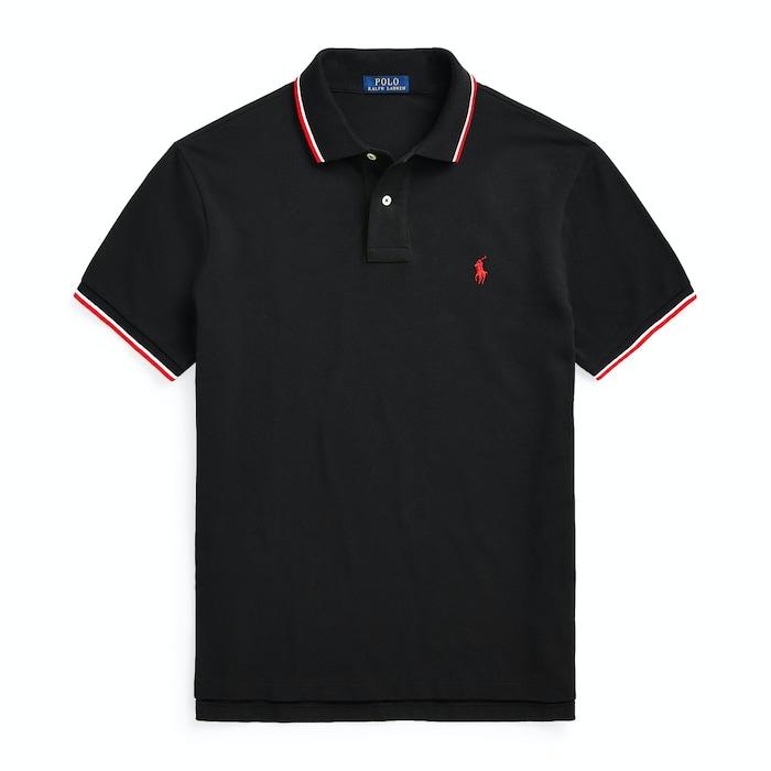 men black custom slim fit mesh polo