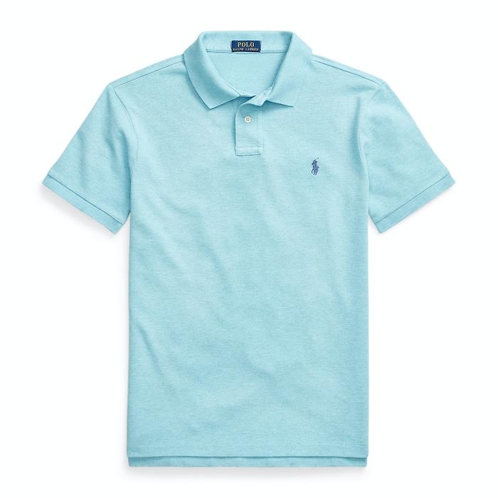 men light blue custom slim fit mesh polo