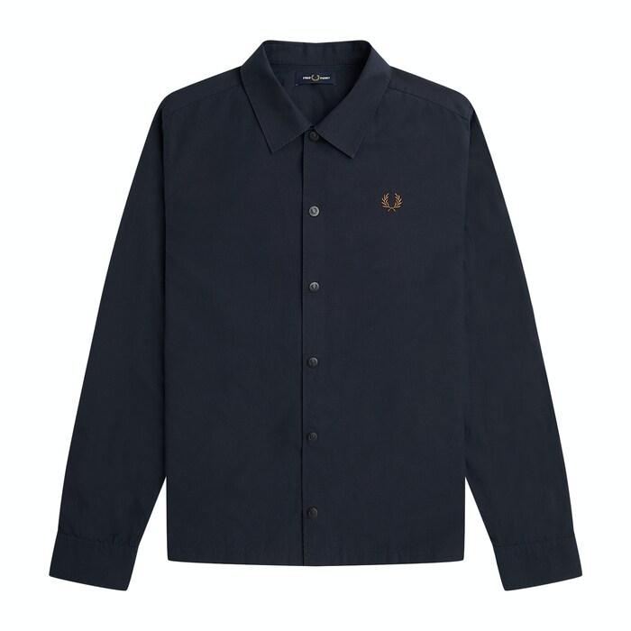 men navy side-pockets solid logo shirt