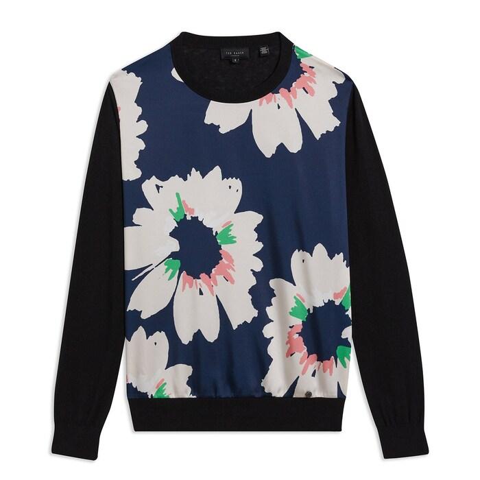 women navy floral front easy fit jumper