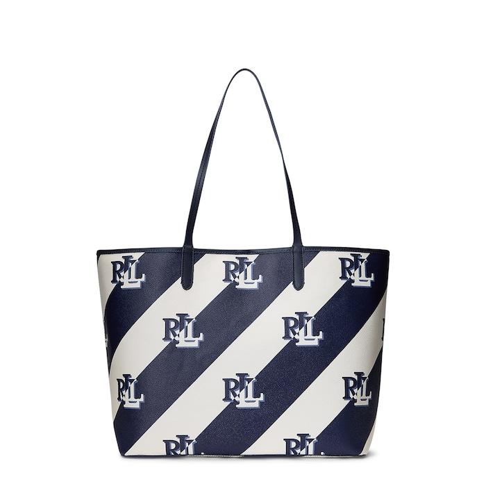 women navy coated canvas large collins tote