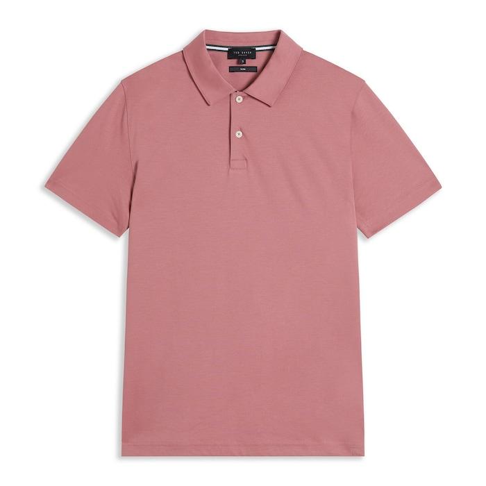 men peach short sleeve slim fit polo