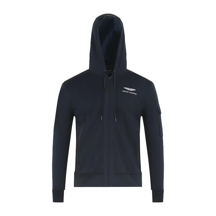 men navy front-zipper utility track jacket