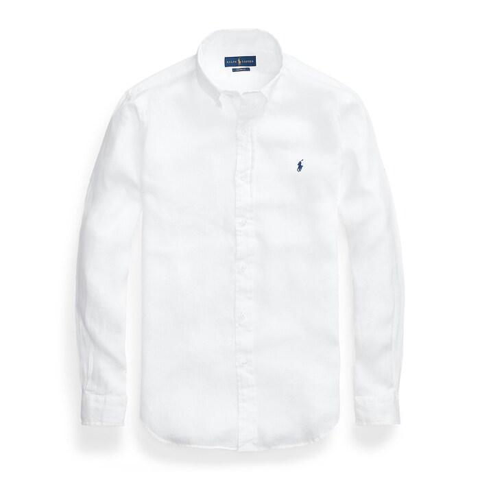 men white custom fit linen shirt