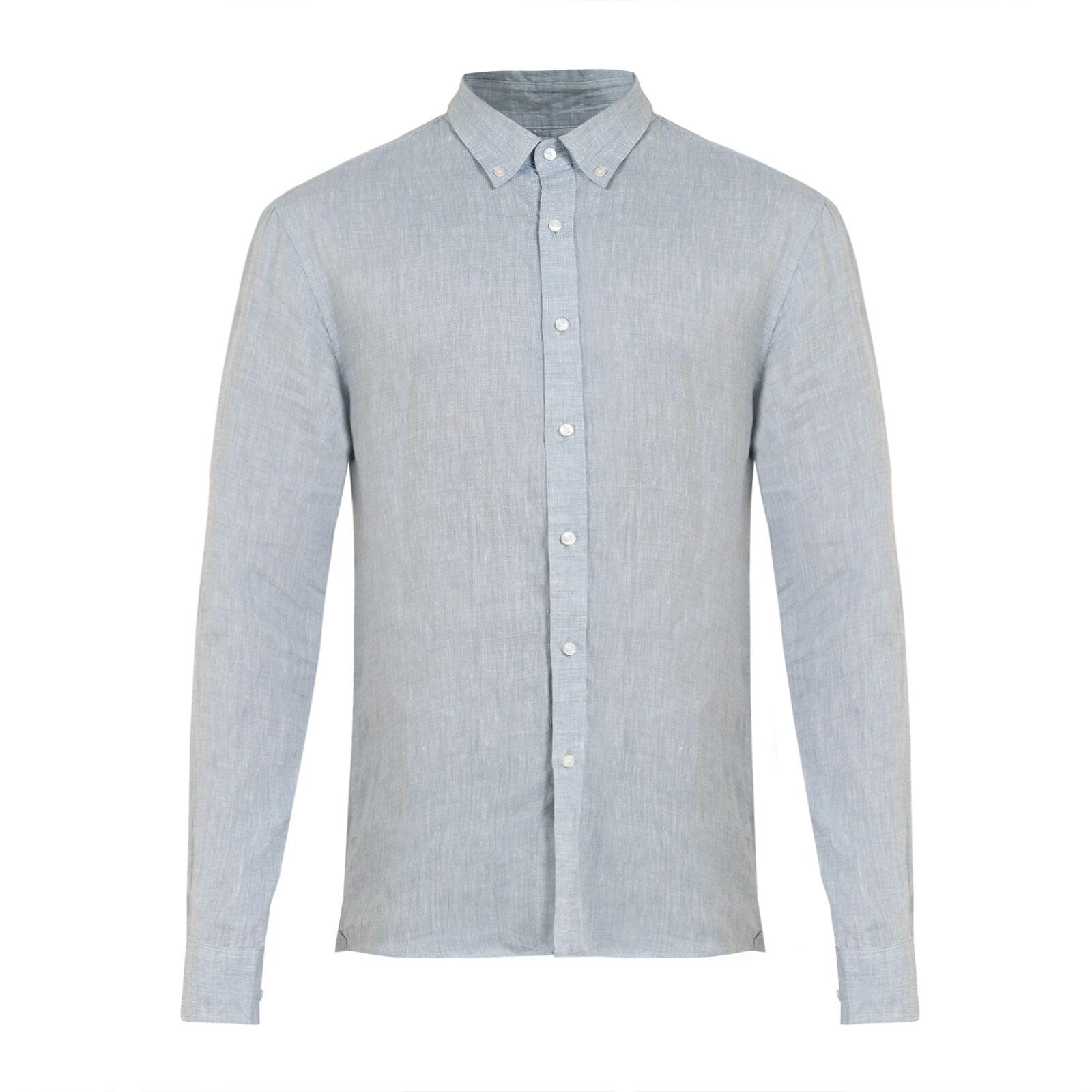 men light blue solid linen shirt