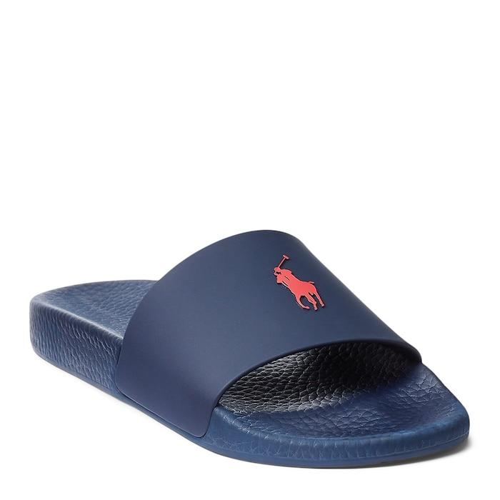 men navy signature pony sliders