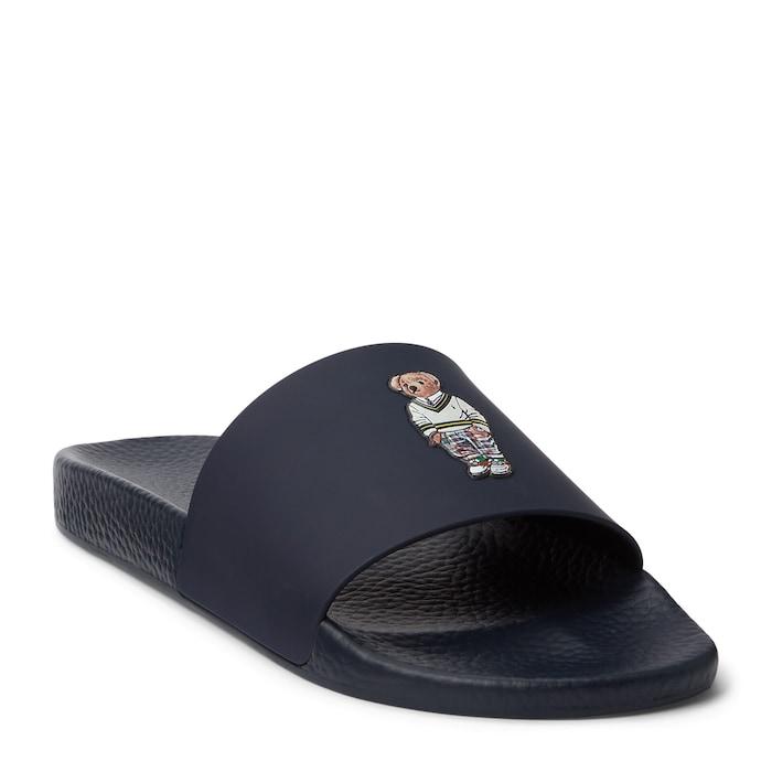 men navy polo bear sliders