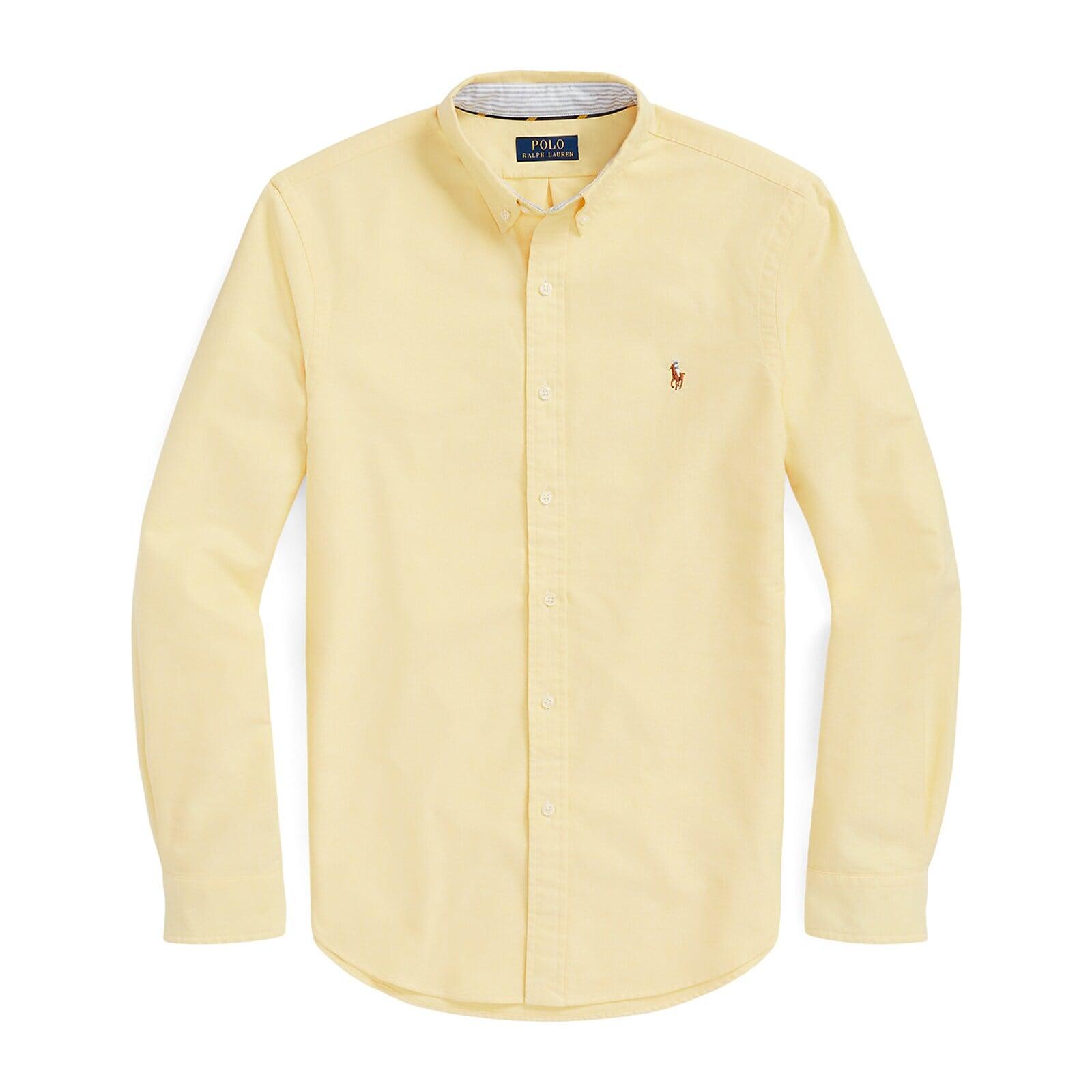 men yellow custom fit oxford shirt