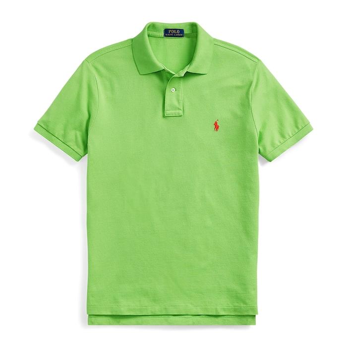 men lime slim fit mesh polo