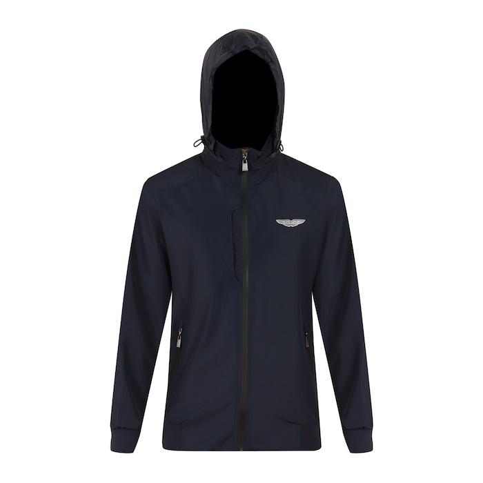 men navy am hyper softshell hooded jacket