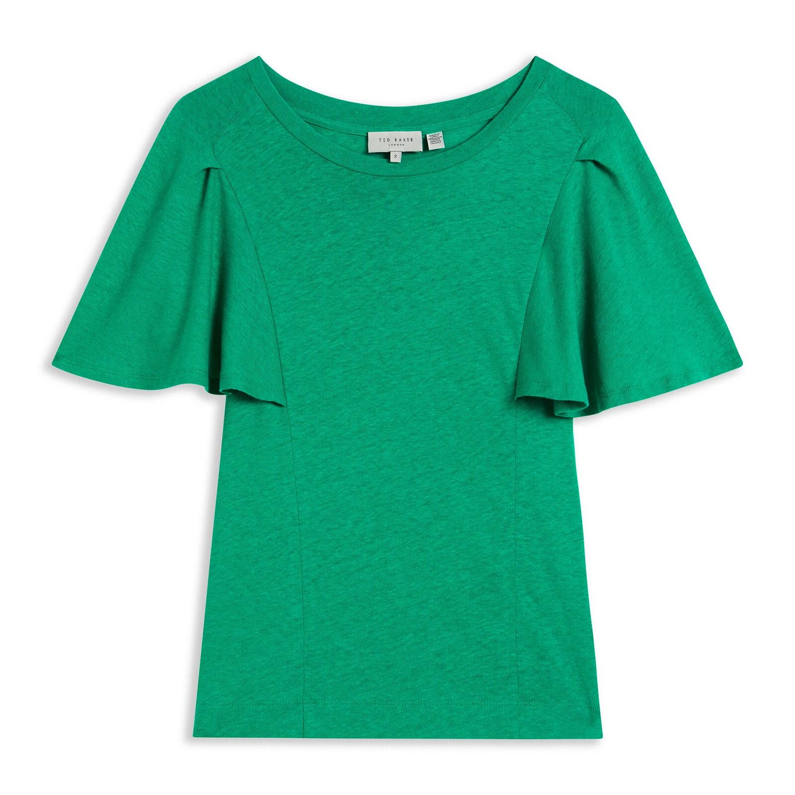 women green ruffle-sleeves top