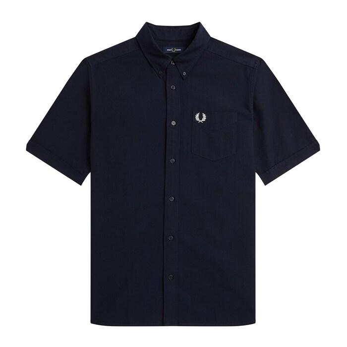 men navy chest-pocket oxford shirt