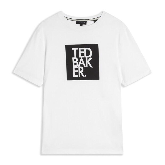 men white square logo graphic t-shirt