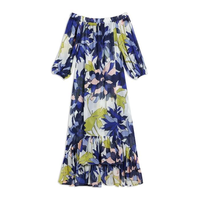 women natural floral off-shoulder maxi cover up dress