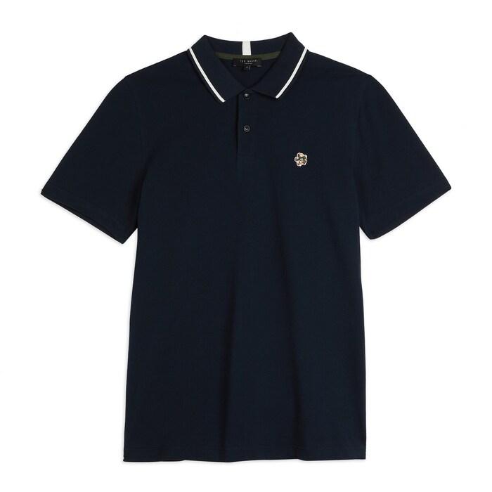 men navy tipped-collar magnolia patch polo