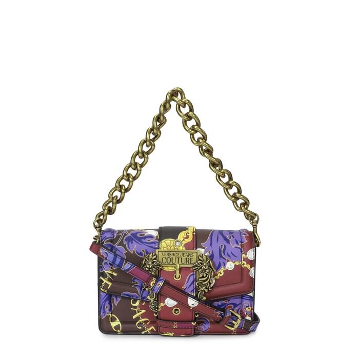 women purple baroque small pu crossbody bag with chain strap