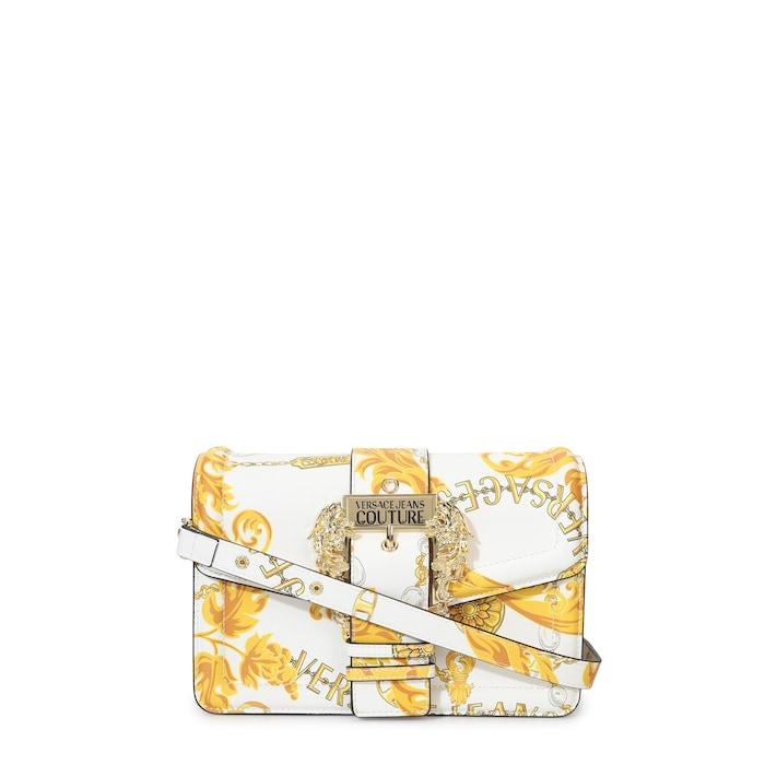 women white baroque crossbody bag with buckle