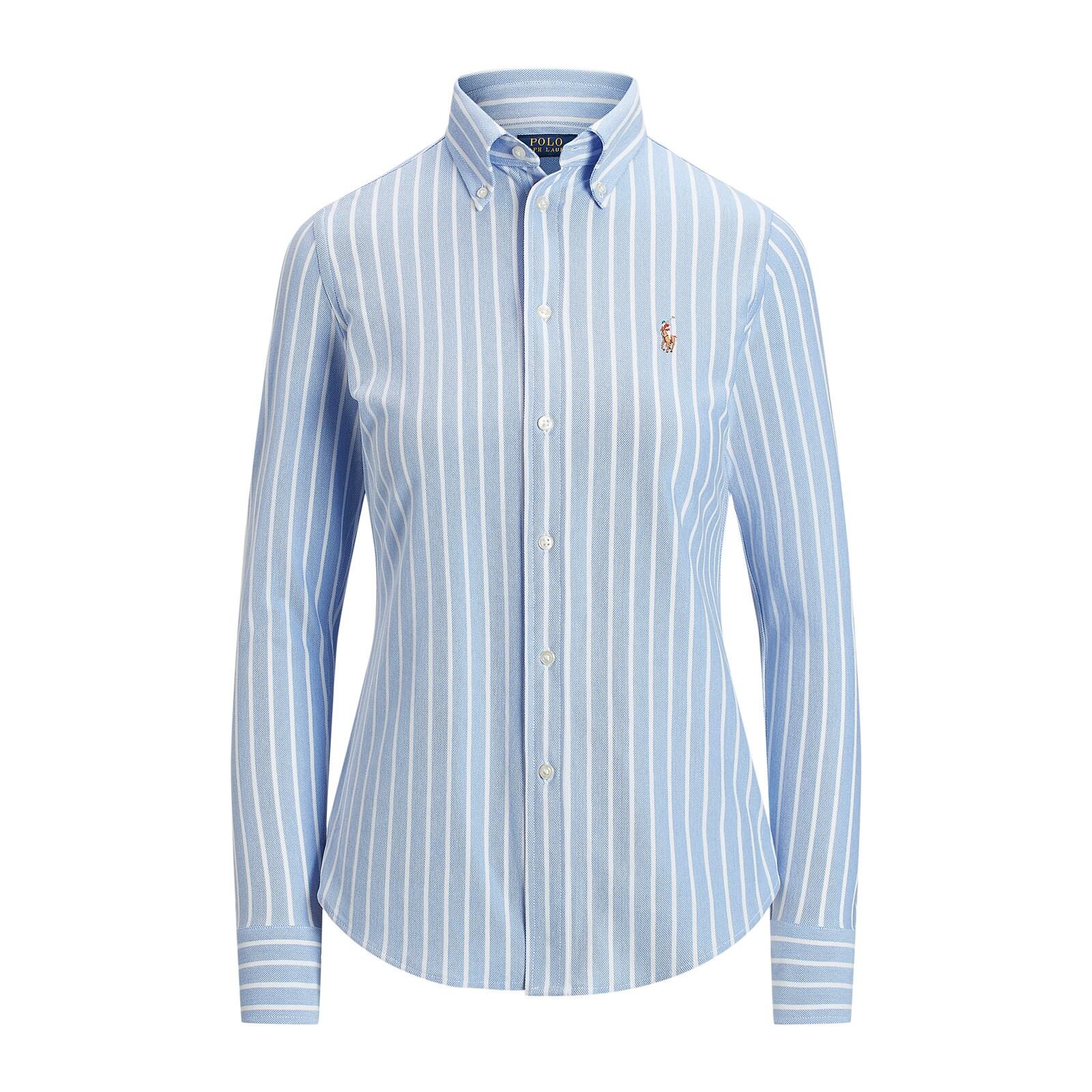 women blue striped oxford cotton shirt