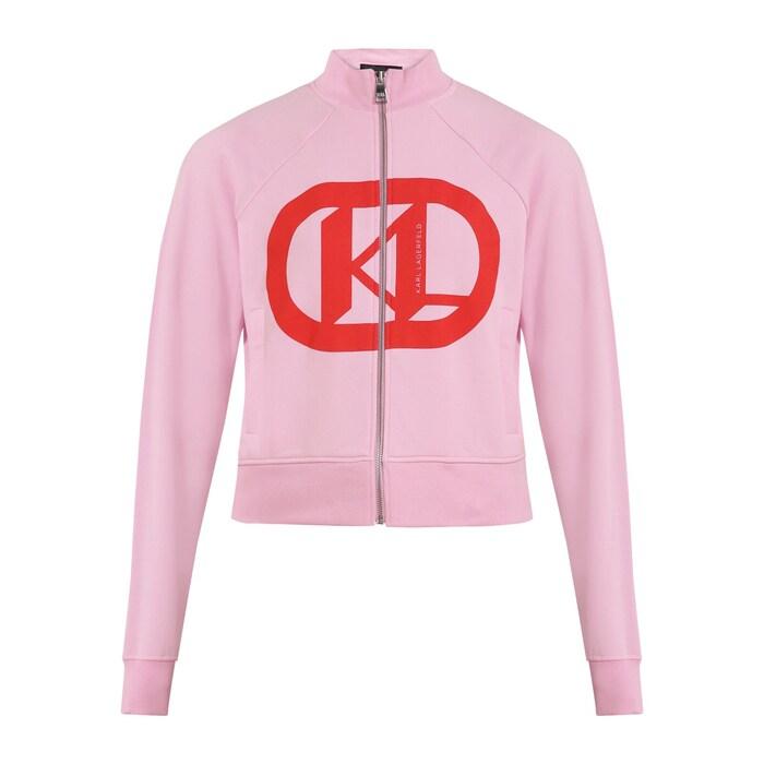 women lilac front logo zip-up sweatshirt