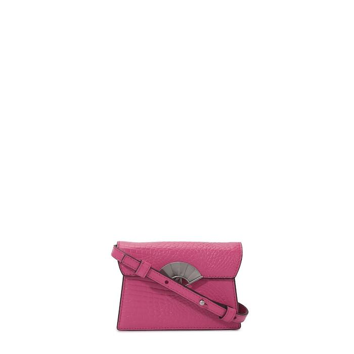 women fuchsia k fan small leather clutch with chain